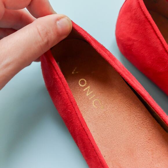 NWOB Vionic Klara Red Square Toe Bow Leather Suede Ballet Flats Size 6 - Picture 3 of 8